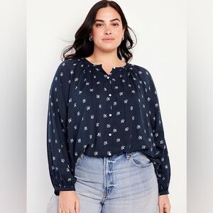 NWOT Old Navy Floral Shirred Blouse Sz XXL
